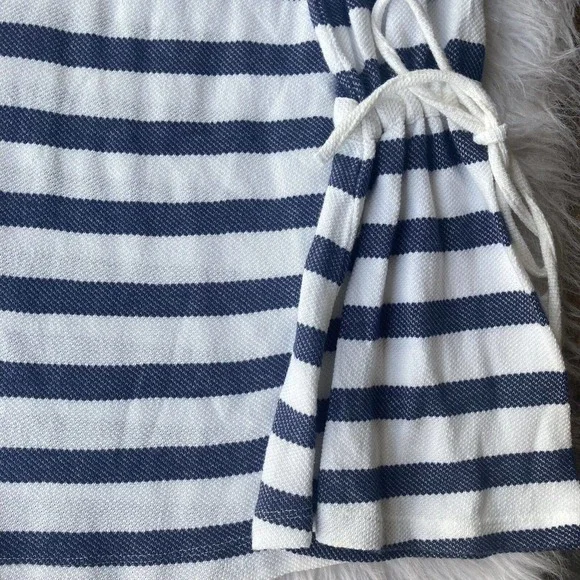 Caslon Top Sz Small Blue White Striped Bell Sleeve Knit Tunic Tie Sleeves Winter - Picture 2 of 9